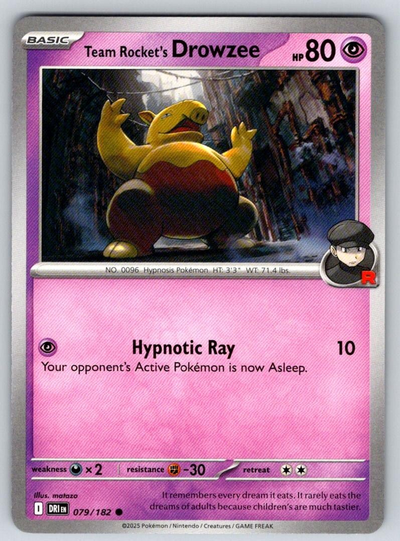 Team Rocket's Drowzee 079/182 Common Destined Rivals Pokemon Near Mint