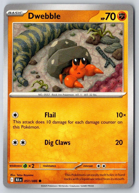 Dwebble 051/086 Common Black Bolt Pokemon Near Mint