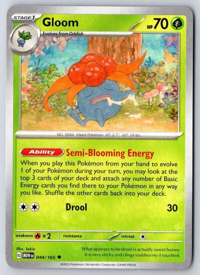 Gloom 044/165 Uncommon 151 Pokemon Near Mint
