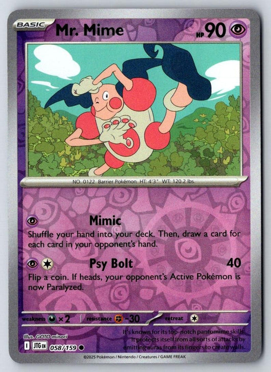 Mr. Mime 058/159 Common Journey Together Pokemon Near Mint