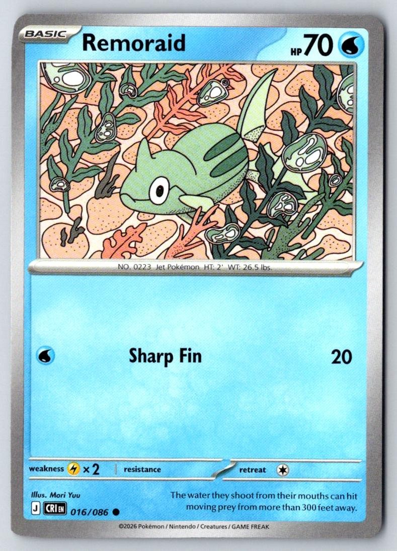 Remoraid 016/086 Common Chaos Rising Pokemon Near Mint
