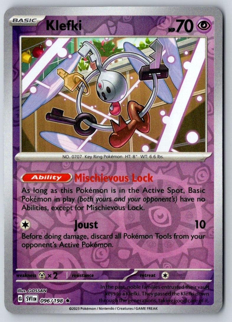 Klefki 096/198 Rare Scarlet & Violet Pokemon Holo Near Mint