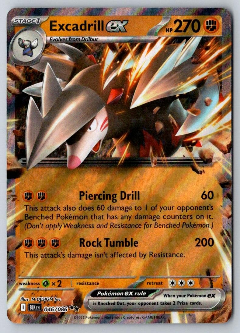 Excadrill ex 046/086 Holo Double Rare Black Bolt Pokemon Holo Near Mint
