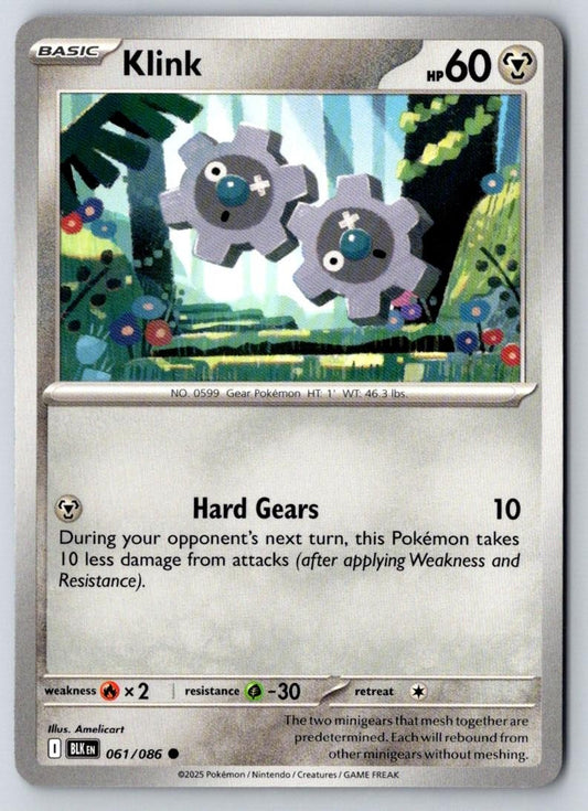 Klink 061/086 Common Black Bolt Pokemon Near Mint