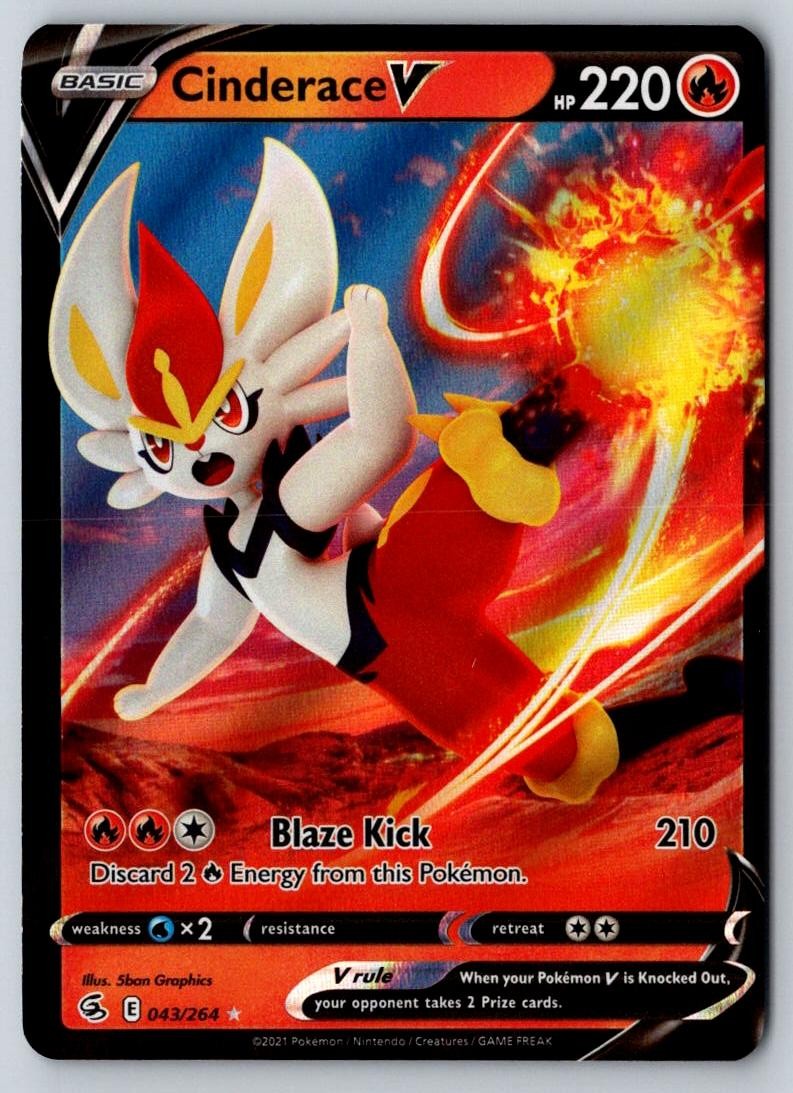 Cinderace V 043/264 Holo V Rare Fusion Strike Pokemon Near Mint
