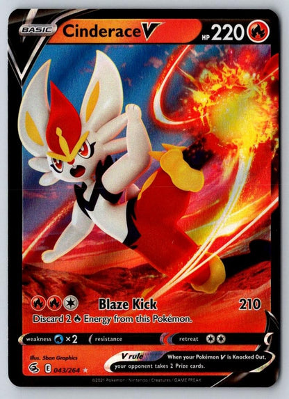 Cinderace V 043/264 Holo V Rare Fusion Strike Pokemon Near Mint