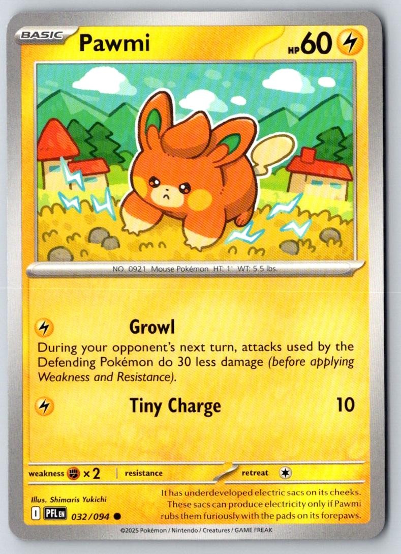 Pawmi 032/094 Common Phantasmal Flames Pokemon Near Mint