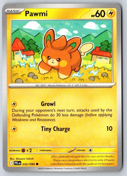 Pawmi 032/094 Common Phantasmal Flames Pokemon Near Mint