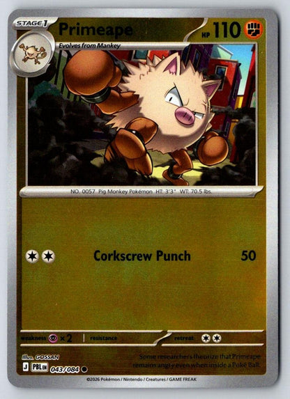 Primeape 043/084 Common Pitch Black Pokemon Near Mint