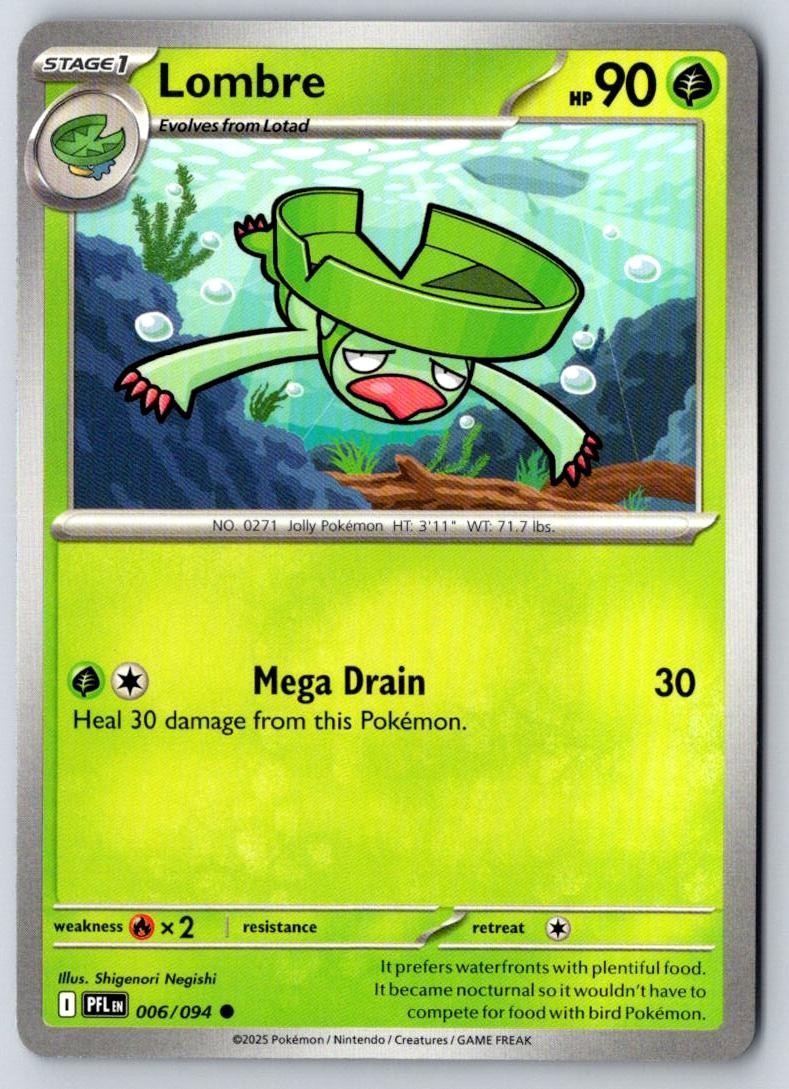 Lombre 006/094 Common Phantasmal Flames Pokemon Near Mint