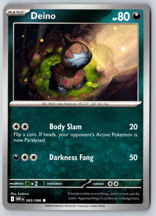 Deino 065/086 Common White Flare Pokemon Near Mint