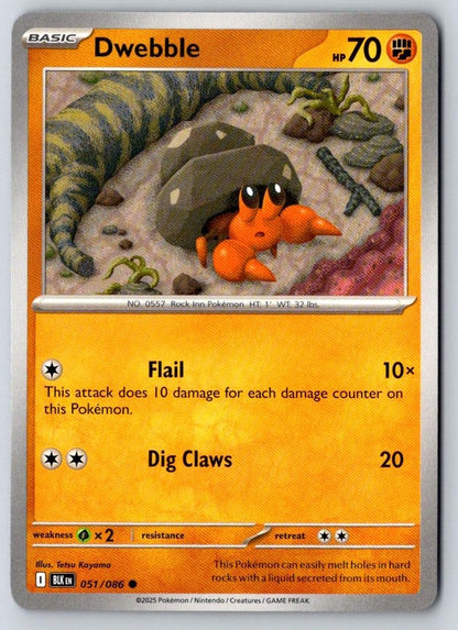 Dwebble 051/086 Common Black Bolt Pokemon Near Mint