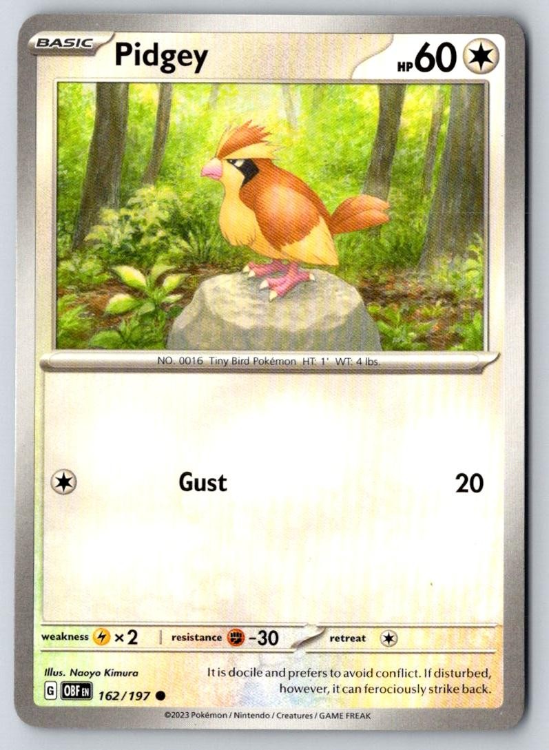 Pidgey 162/197 Common Obsidian Flames Pokemon Near Mint