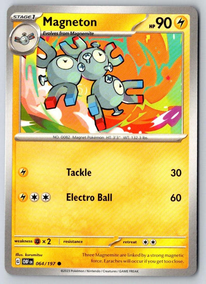 Magneton 064/197 Common Obsidian Flames Pokemon Near Mint