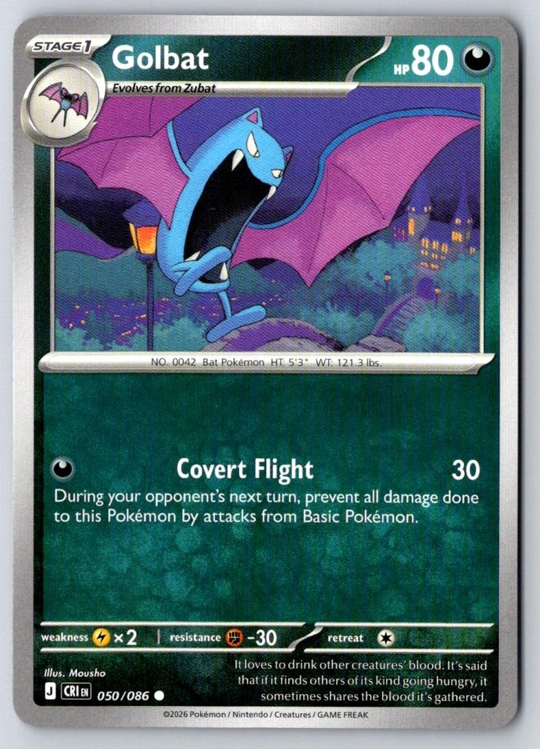 Golbat 050/086 Common Chaos Rising Pokemon Near Mint