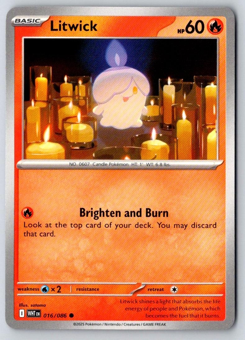 Litwick 016/086 Common White Flare Pokemon Near Mint