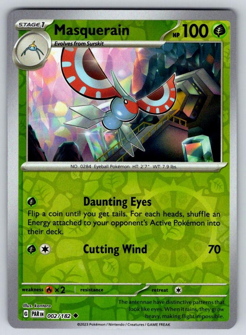 Masquerain 002/182 Uncommon Paradox Rift Pokemon Reverse Holo Near Mint