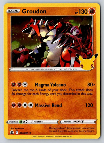 Groudon 017/025 Rare Celebrations Pokemon Holo Near Mint