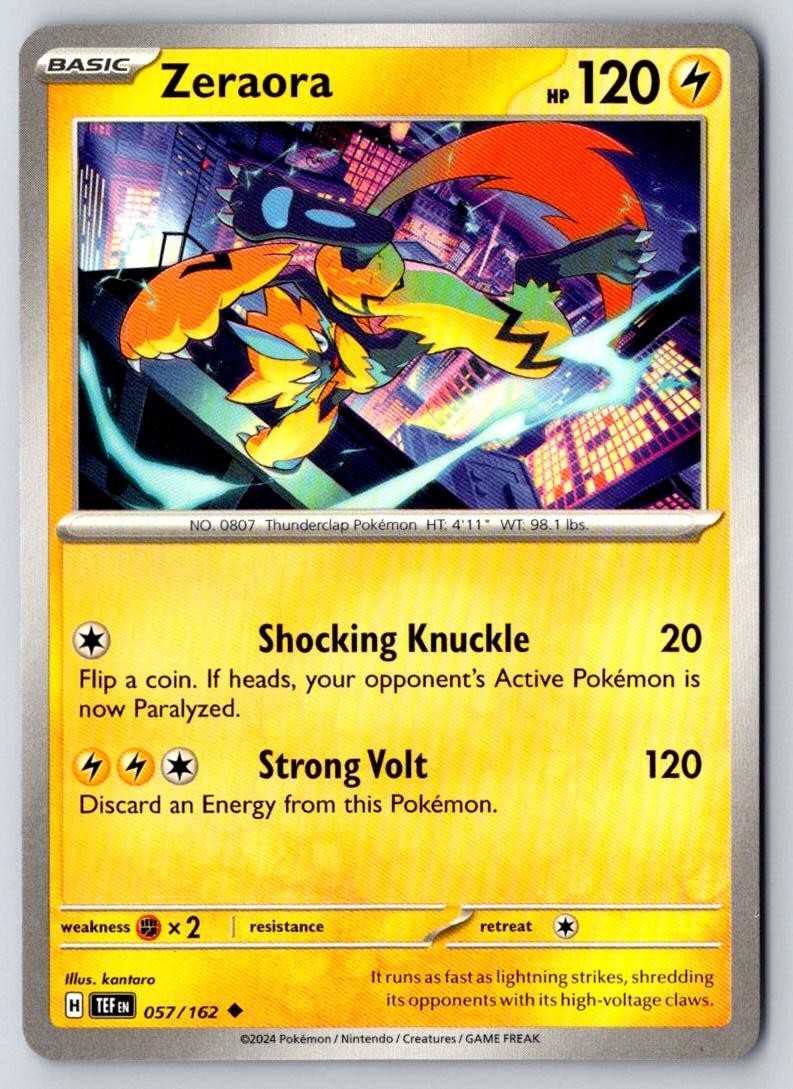Zeraora 057/162 Uncommon Temporal Forces Pokemon Near Mint
