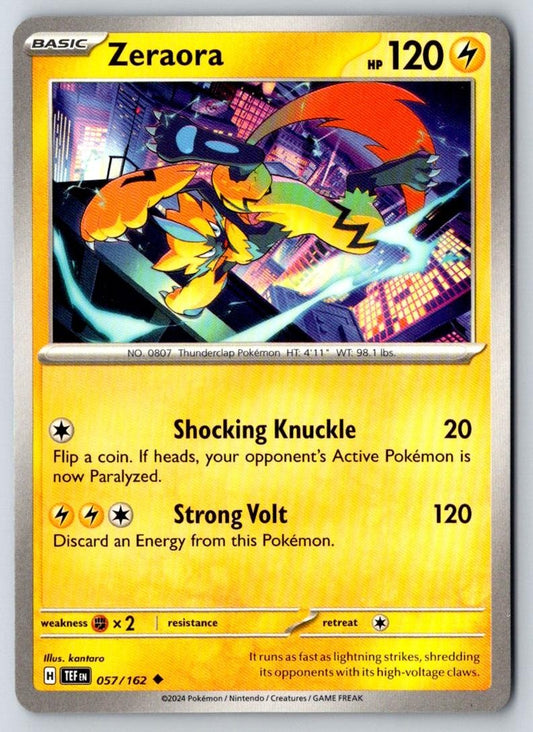 Zeraora 057/162 Uncommon Temporal Forces Pokemon Near Mint