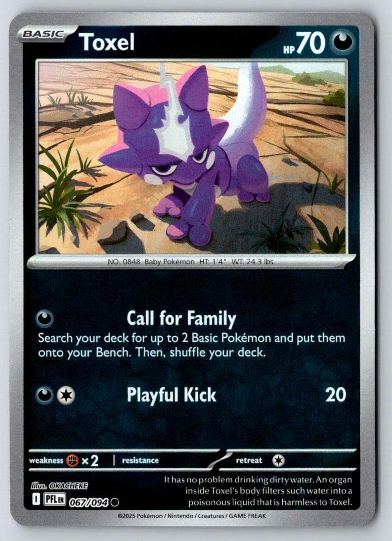 Toxel 067/094 Common Phantasmal Flames Pokemon Reverse Holo Near Mint