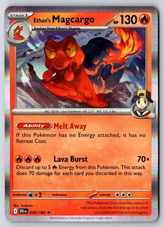 Ethan's Magcargo 036/182 Rare Destined Rivals Pokemon Holo Near Mint