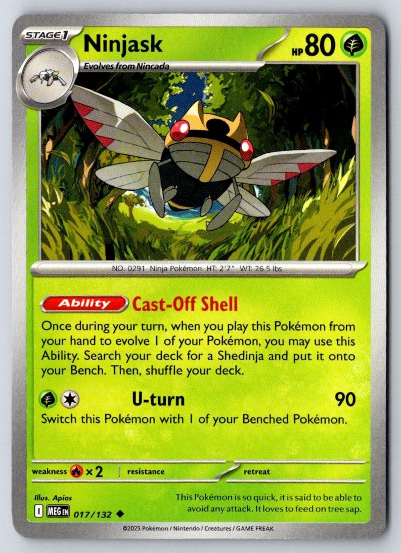 Ninjask 017/132 Uncommon Mega Evolution Pokemon Near Mint