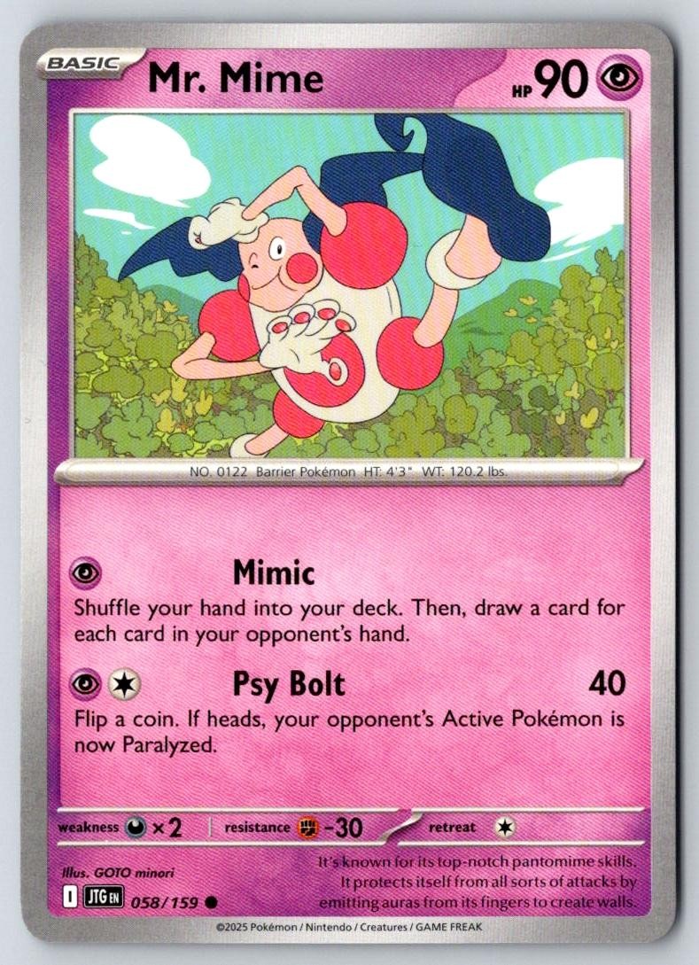 Mr. Mime 058/159 Common Journey Together Pokemon Near Mint