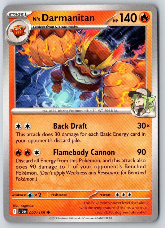 N's Darmanitan 027/159 Uncommon Journey Together Pokemon Near Mint