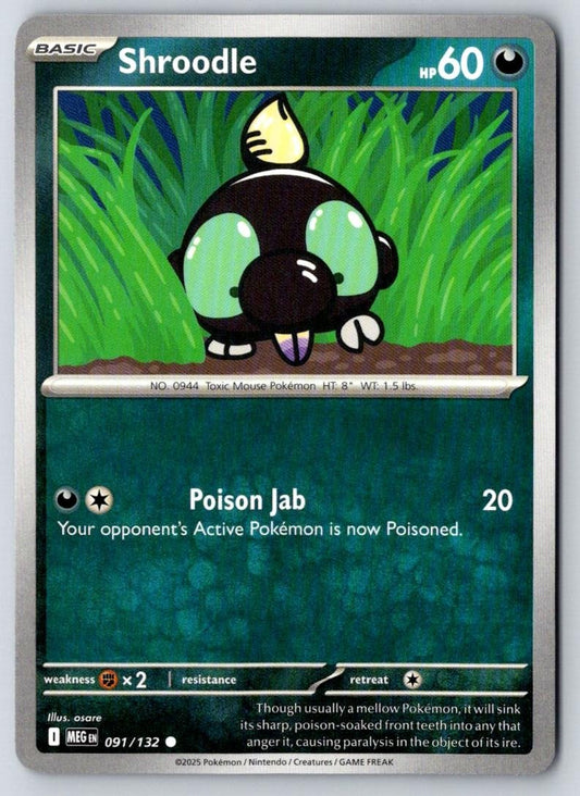 Shroodle 091/132 Common Mega Evolution Pokemon Near Mint