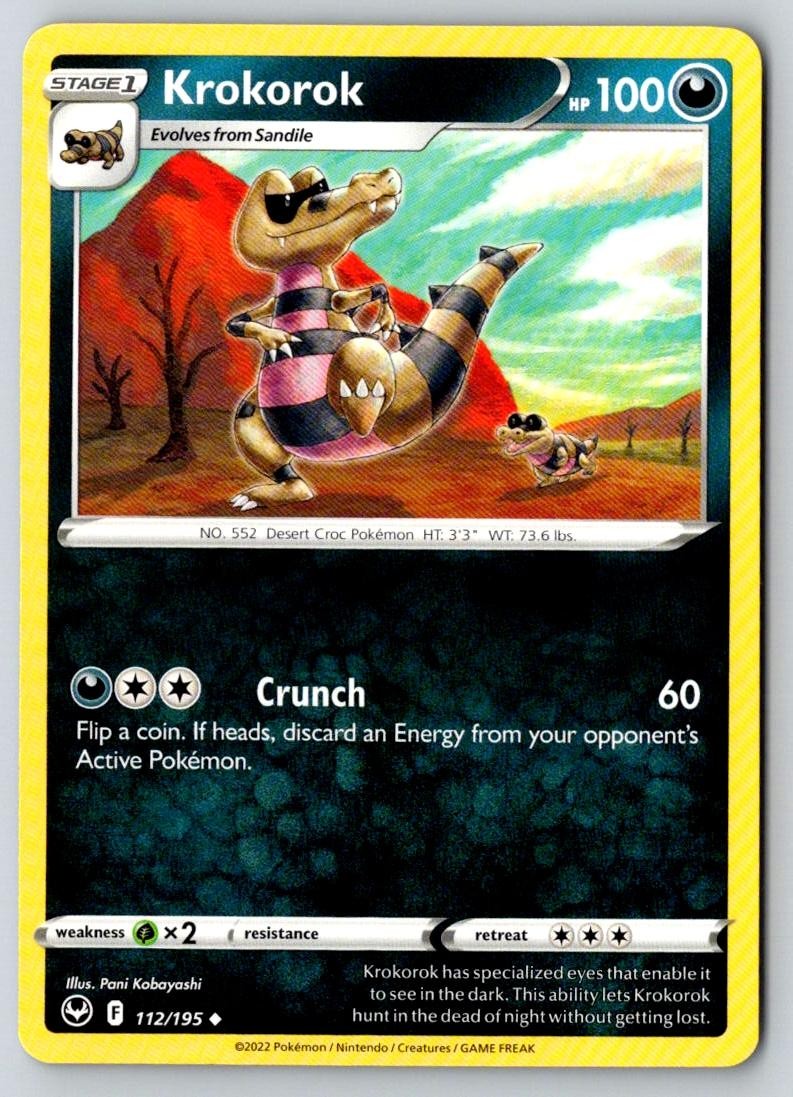 Krokorok 112/195 Uncommon Silver Tempest Pokemon Near Mint