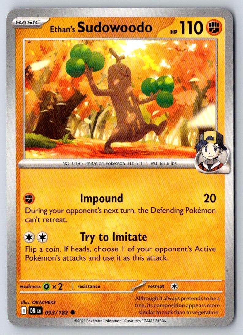 Ethan's Sudowoodo 093/182 Common Destined Rivals Pokemon Near Mint