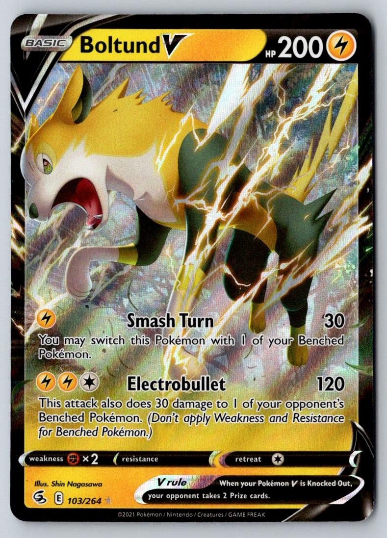 Boltund V 103/264 Holo V Rare Fusion Strike Pokemon