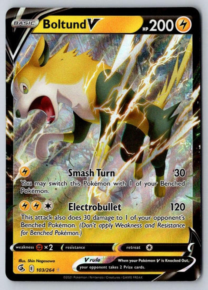 Boltund V 103/264 Holo V Rare Fusion Strike Pokemon