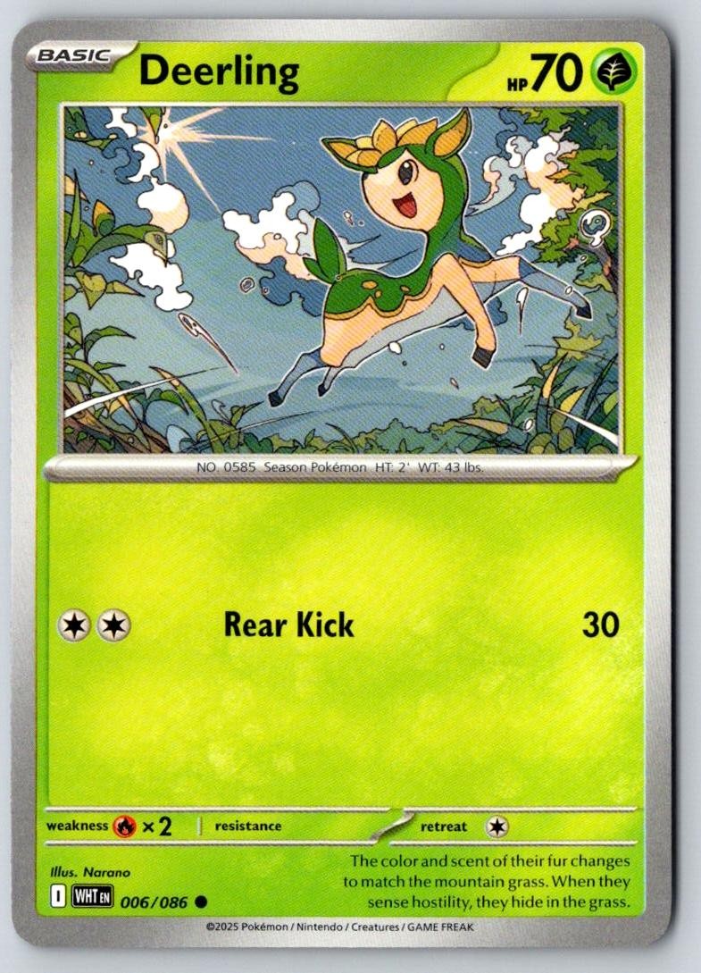 Deerling 006/086 Common White Flare Pokemon Near Mint