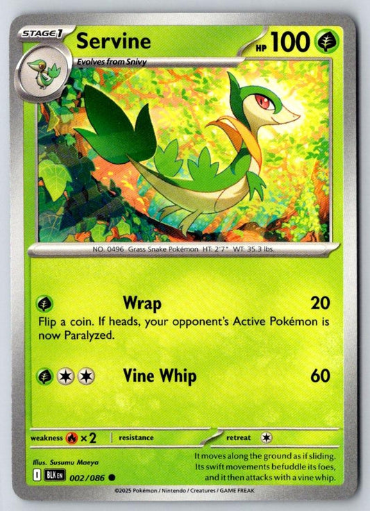 Servine 002/086 Common Black Bolt Pokemon Near Mint