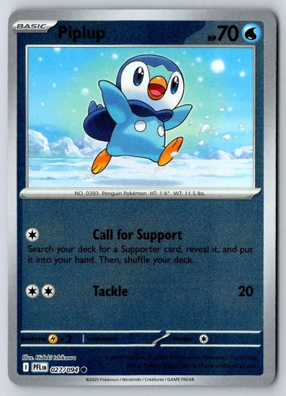 Piplup 027/094 Common Phantasmal Flames Pokemon Reverse Holo Near Mint