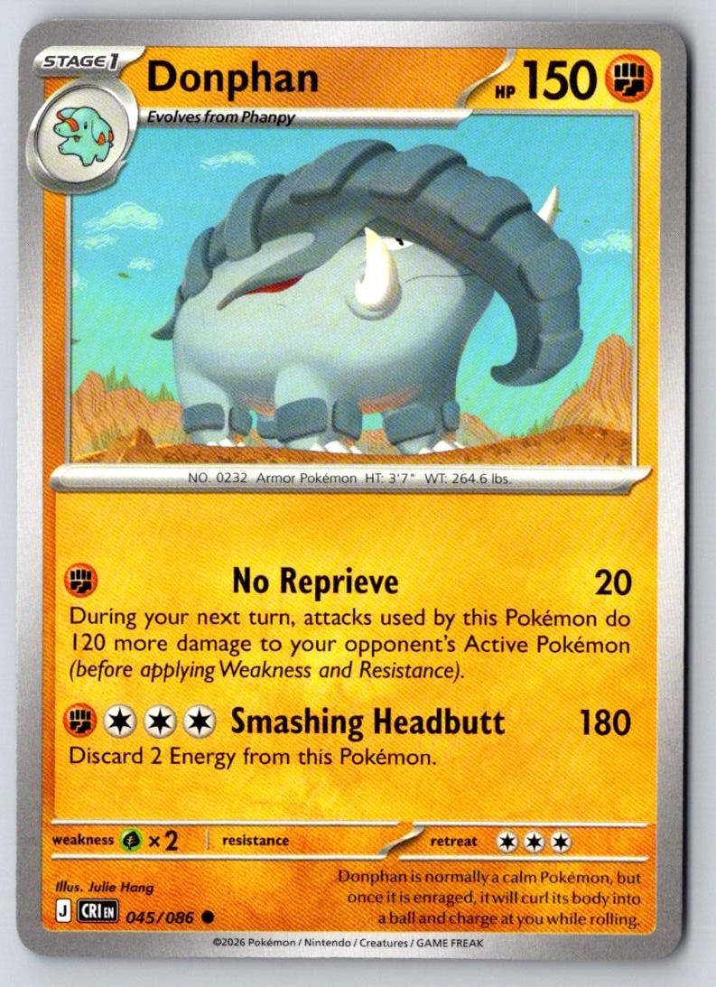 Donphan 045/086 Common Chaos Rising Pokemon Near Mint