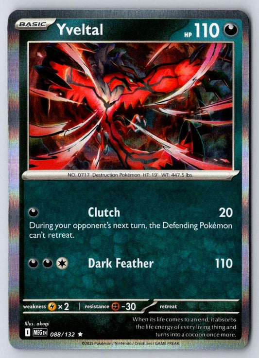 Yveltal 088/132 Rare Mega Evolution Pokemon Holo Near Mint