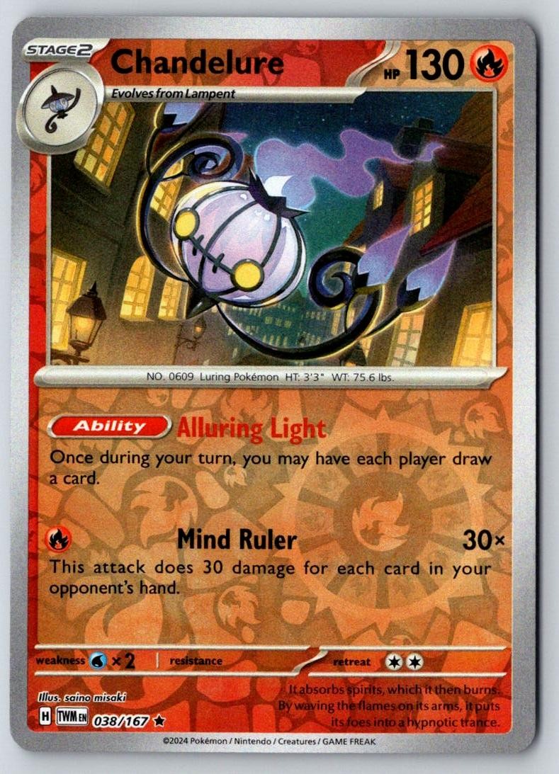 Chandelure 038/167 Rare Twilight Masquerade Pokemon Holo Near Mint