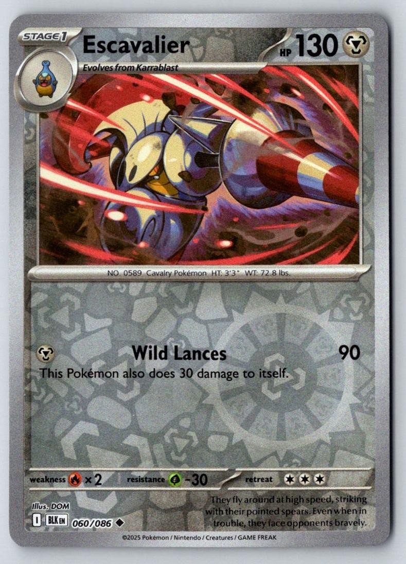 Escavalier 060/086 Uncommon Black Bolt Pokemon Near Mint