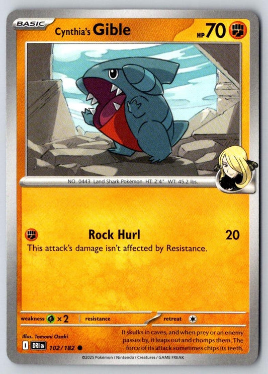 Cynthia's Gible 102/182 Common Destined Rivals Pokemon Near Mint