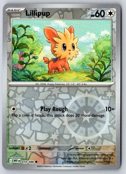 Lillipup 074/086 Common White Flare Pokemon Reverse Holo Near Mint