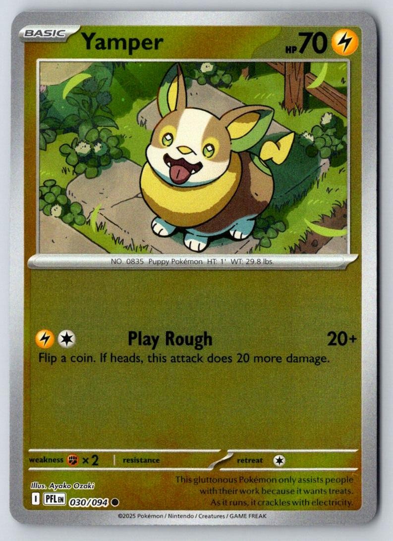 Yamper 030/094 Common Phantasmal Flames Pokemon Near Mint