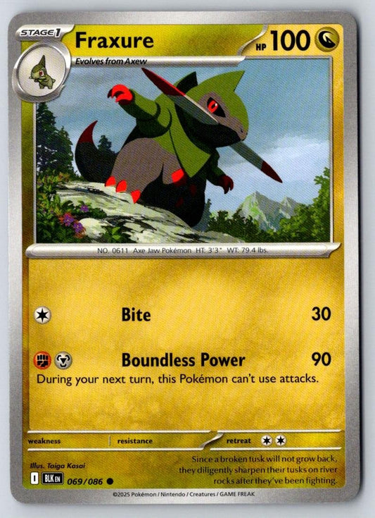 Fraxure 069/086 Common Black Bolt Pokemon Near Mint