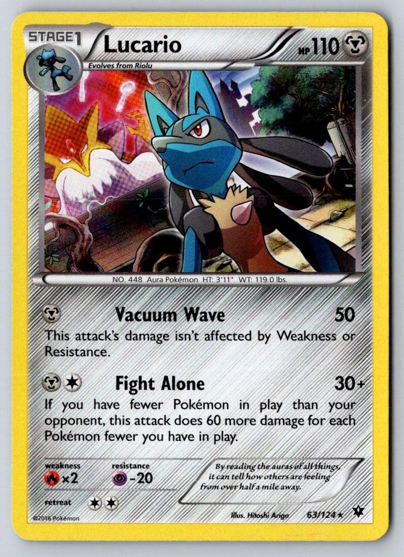 Lucario 63/124 Holo Rare Fates Collide Pokemon Holo Near Mint