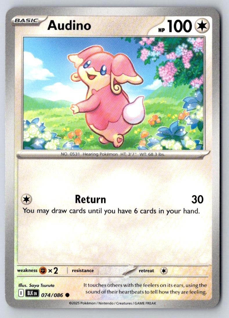 Audino 074/086 Common Black Bolt Pokemon Near Mint