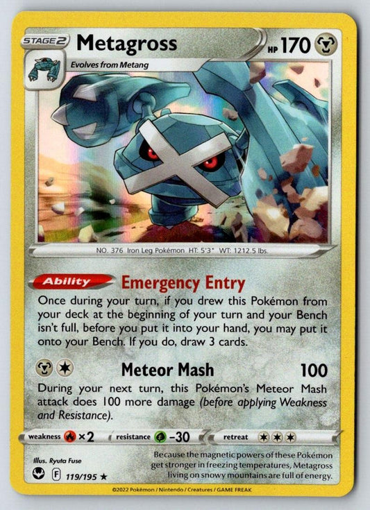 Metagross 119/195 Holo Rare Silver Tempest Pokemon Near Mint
