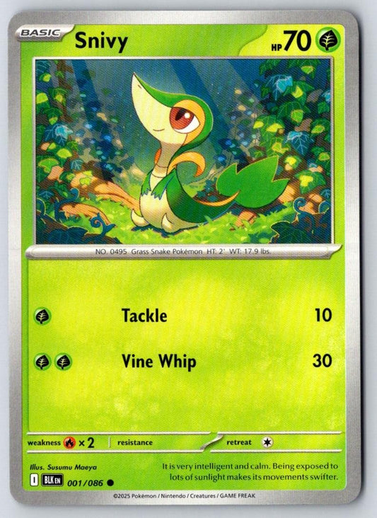 Snivy 001/086 Common Black Bolt Pokemon Near Mint