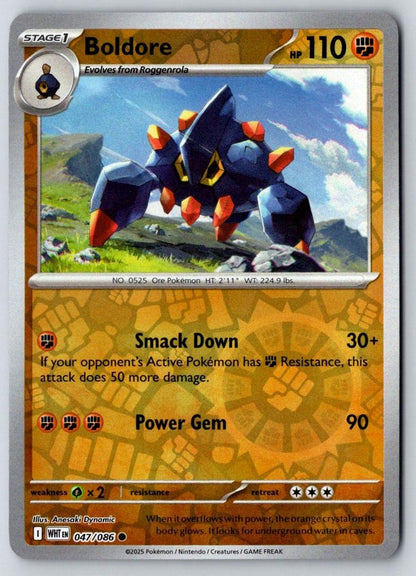 Boldore Reverse Holo 047/086 Common White Flare Pokemon Holo Near Mint
